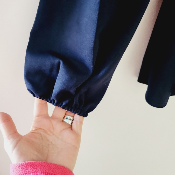 NWT GRACE KARIN navy long sleeves wrap v-neck blouse - Picture 4 of 8